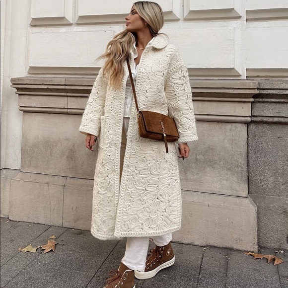 Zara Ecru Structured Wool Blend Coat - Picture 11 of 17